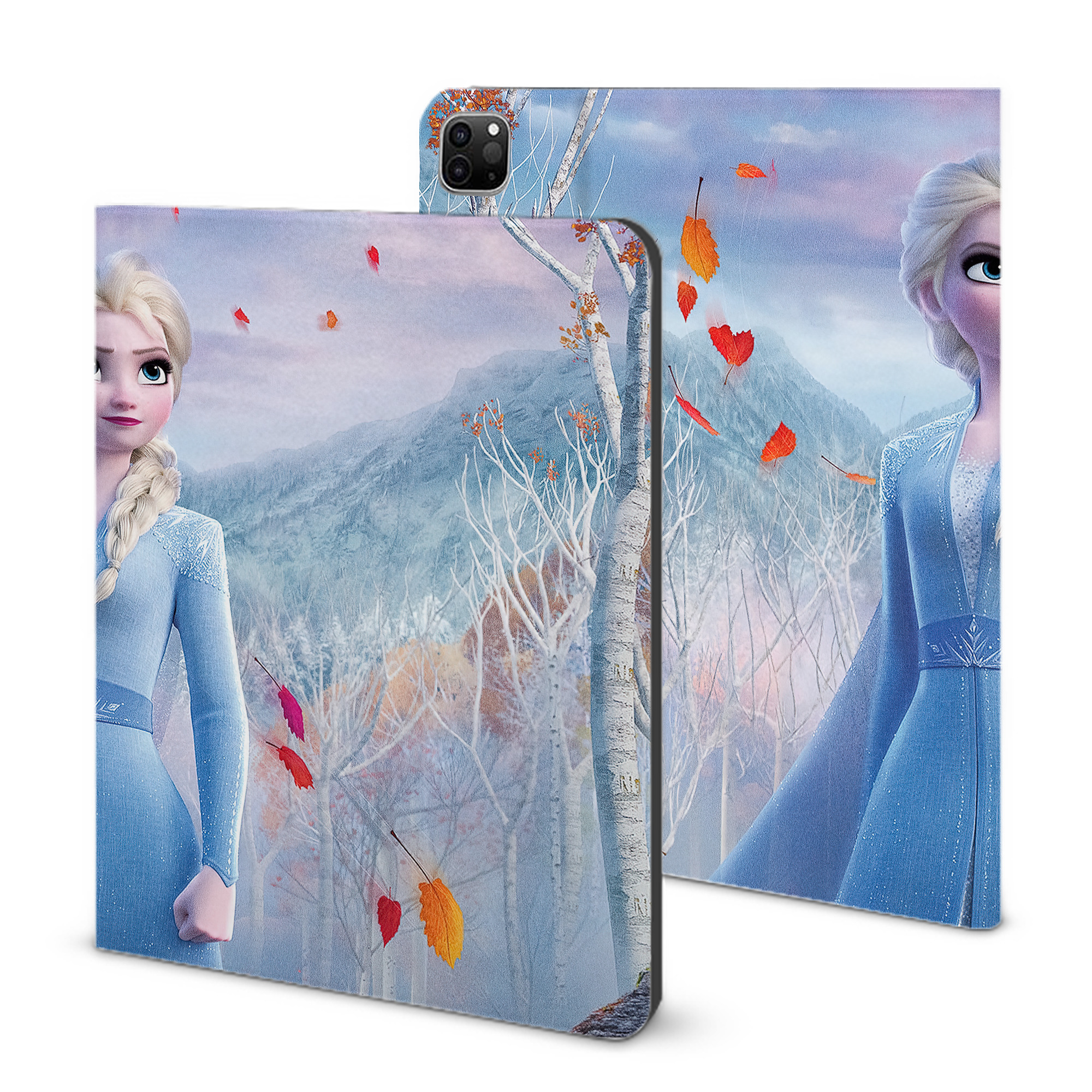 （画像用） アナと雪の女王 アンナ エルサ Frozen Anna Elsa IPad ケース ブック型 PUレザー TPU 耐衝撃 軽量 薄型 ペン収納なし 全面保護 IPad 各モデル対応